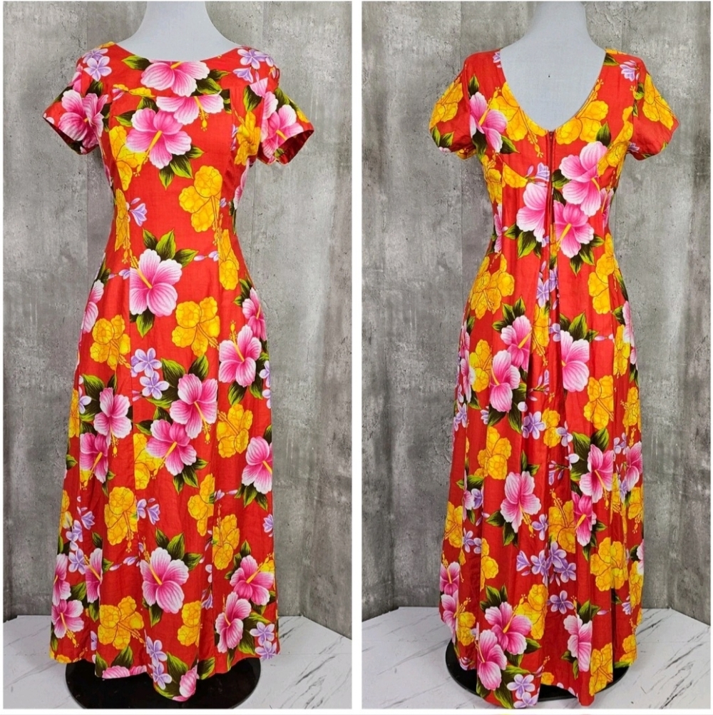 Vintage 60s Ui Maikai Womens Bright Pink Hibiscus (blacklight reactive) Waterfal